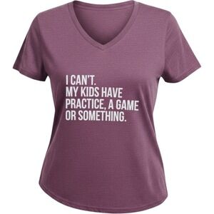 Outlash Wear Womens Plum Purple "I Can't My Kids Have Practice" Graphic T- Large